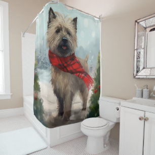 Rideaux De Douche Chien Terrier Cairn dans la neige de Noël