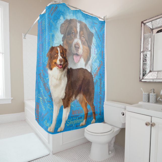 Rideaux De Douche Chiens de berger australiens rouges - Australien (En situation)
