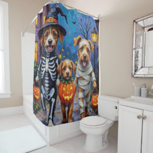 Rideaux De Douche Chiens de Chinook Costume d'Halloween à l'essai ou