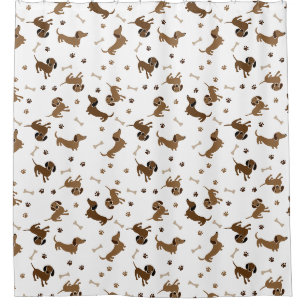 Rideaux De Douche Chiens de Dachshund et Bones mignons pattes
