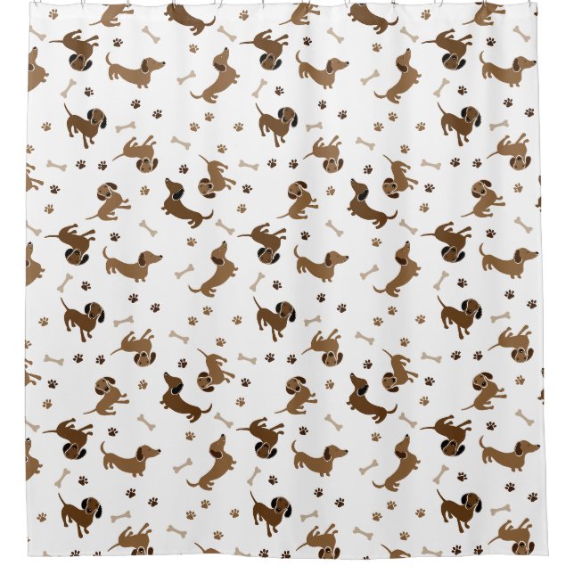 Rideaux De Douche Chiens de Dachshund et Bones mignons pattes (Devant)