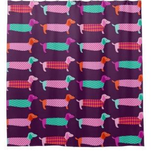 Rideaux De Douche Chiens de Dachshund : Motif mignon sans couture.