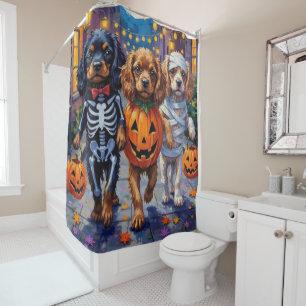 Rideaux De Douche Chiens Spaniels Tibétains en Costumes d'Halloween