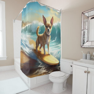 Rideaux De Douche Chihuahua Beach Surf Peinture