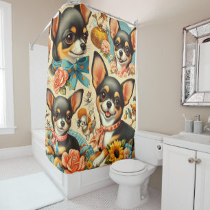 Rideaux De Douche Chihuahua sans mer vintage