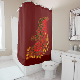 Rideaux De Douche Chine Dragon rouge et or design