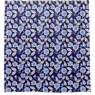Rideaux De Douche Chinoiserie Blue and White Floral Hampton Willow