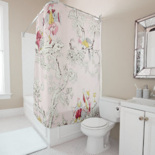 Rideaux De Douche Chinoiserie rose