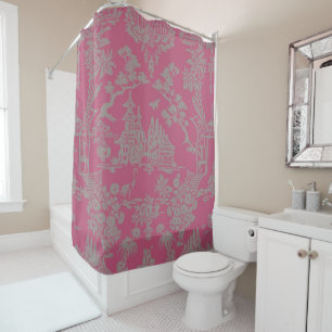 Rideaux De Douche Chinoiserie rose