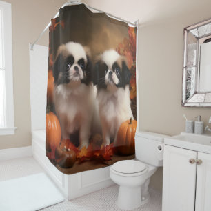 Rideaux De Douche Chiot japonais Chiot Automne Citrouille délice