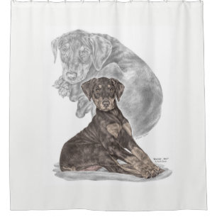 Rideaux De Douche Chiot mignon de Pinscher de dobermann