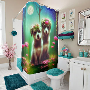 Rideaux De Douche chiots fantaisistes bohèmes