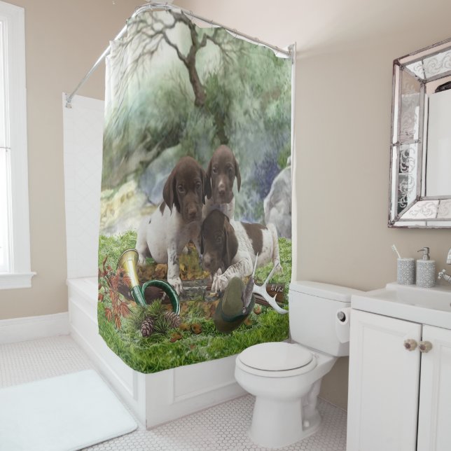 Rideaux De Douche Chiots mignons à poignets allemands (En situation)