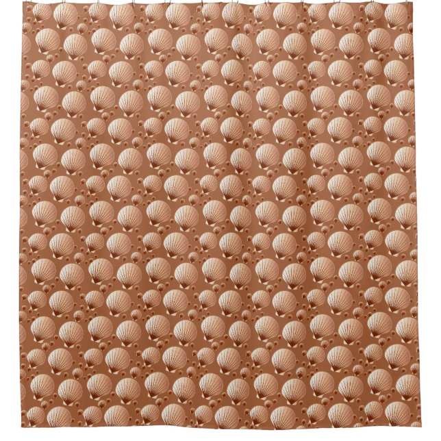 Rideaux De Douche Chocolat et coquillages bronzés sur cacao brun (Devant)
