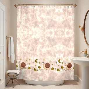 Rideaux De Douche chou blanc d'automne motif brun nuit