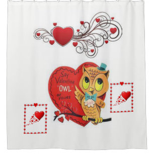 Rideaux De Douche Chouette de la Saint Valentin