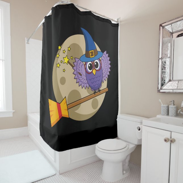 Rideaux De Douche Chouette de l'Assistant de dessin animé volant sur (En situation)