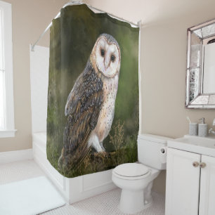 Rideaux De Douche Chouette de l'Ouest - Peinture à l'aquarelle géa