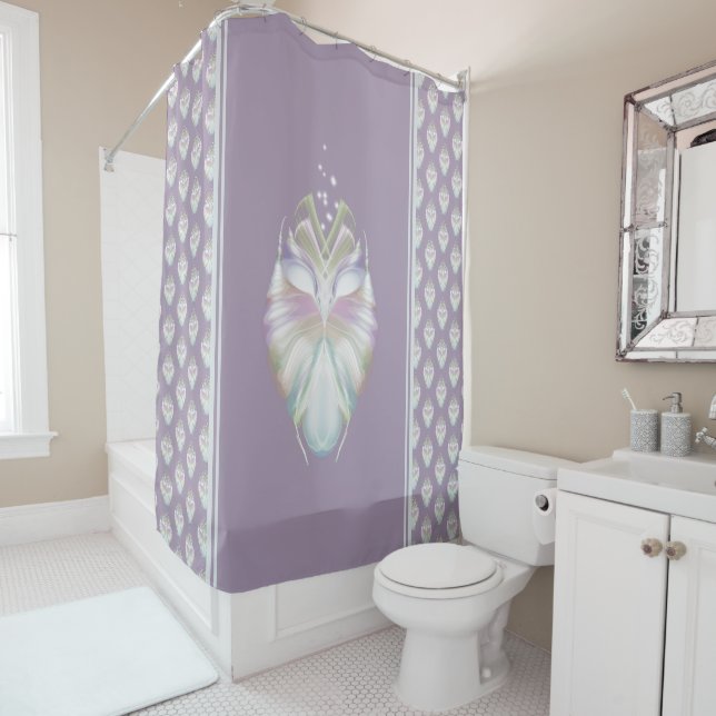 Rideaux De Douche Chouette Oracle Pastel Purple (En situation)