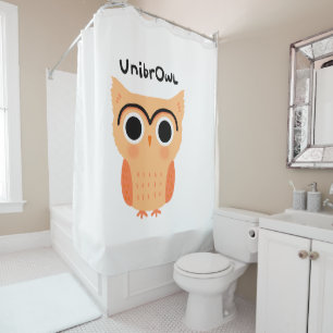 Rideaux De Douche Chouette unibrow UnibrOwl   Chouette à sourcils mi