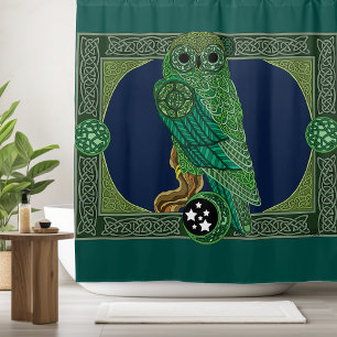 Rideaux De Douche Chouette verte celtique