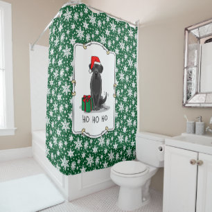 Rideaux De Douche Christmas Père Noël Black Labrador Retriever Cute