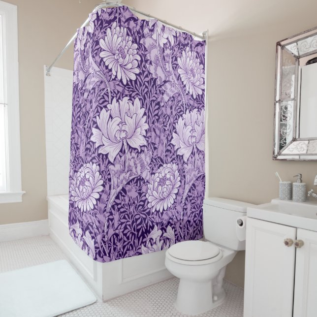 Rideaux De Douche Chrysanthemum Purple, William Morris (En situation)