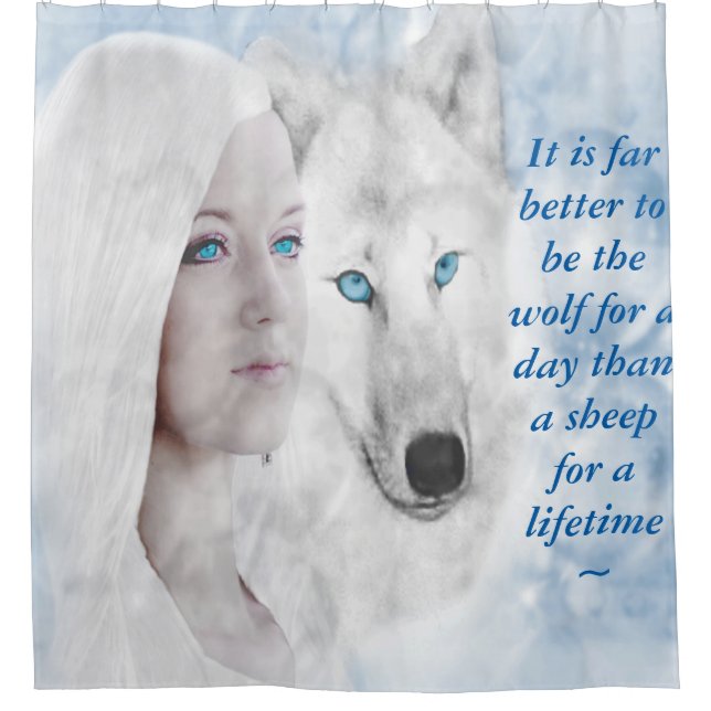 Rideaux De Douche Citation customisée Loup Blanche Neige Lady Blue E (Devant)