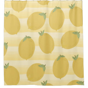 Rideaux De Douche Citrons Jaunes Eau de Fruits d'Été Aquarelle Amusa