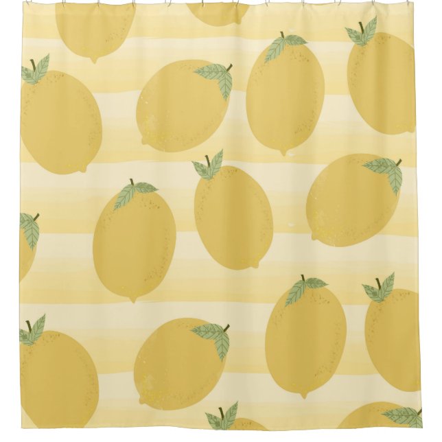Rideaux De Douche Citrons jaunes Fruits d'été Aquarelle amusante (Devant)