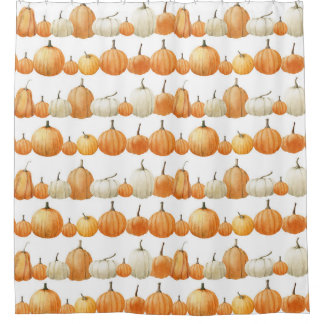 Rideaux De Douche Citrouille d'automne : Motif d'illustration aquare