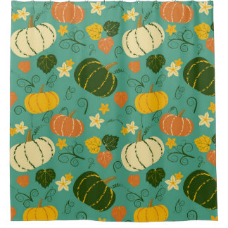 Rideaux De Douche Citrouille, feuille : motif végétal d'automne