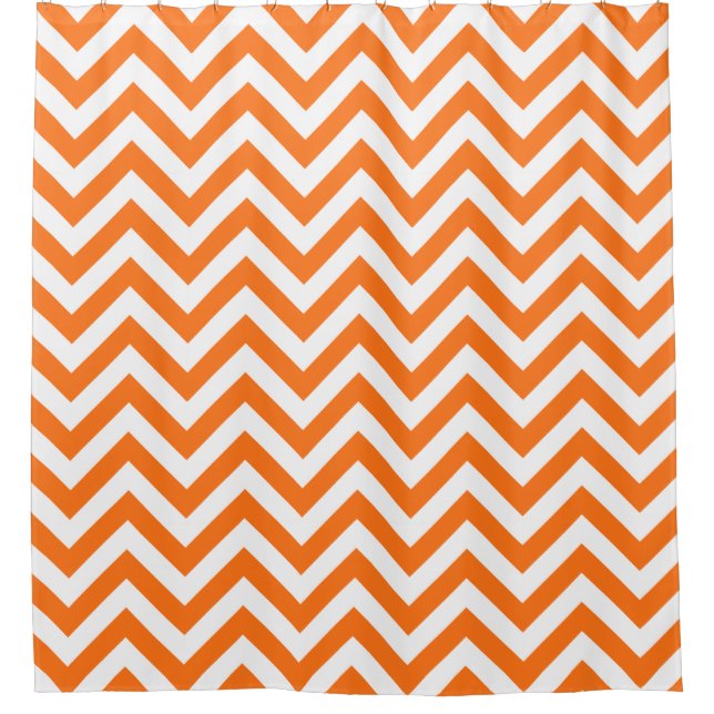 Rideaux De Douche Citrouille Orange Blanc LG Chevron ZigZag Motif (Devant)