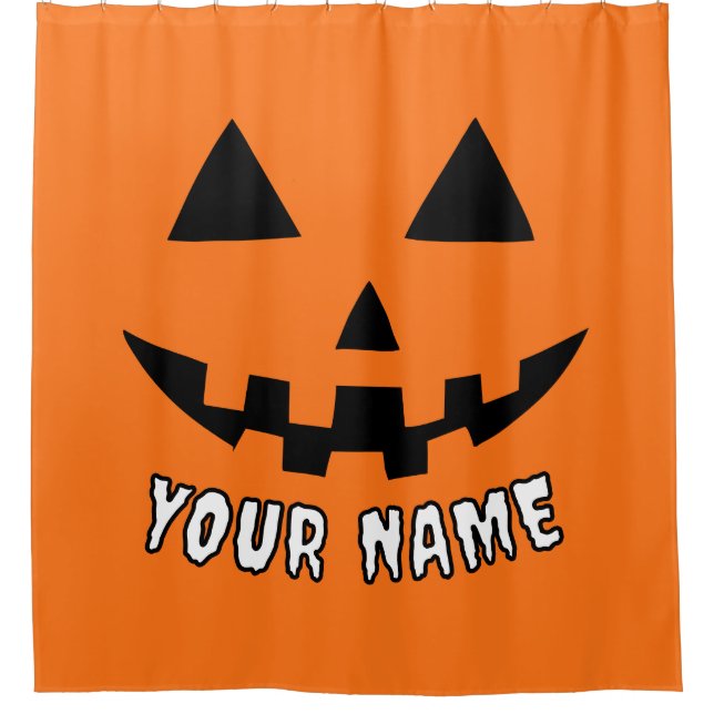 Rideaux De Douche Citrouille orange personnalisé Halloween Votre Nom (Devant)