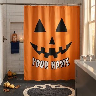 Rideaux De Douche Citrouille orange personnalisée Halloween Votre no