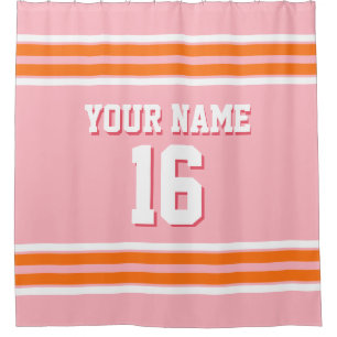 Rideaux De Douche Citrouille rose Orange Blanc rayures Sports Jersey