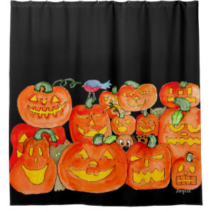 Rideaux De Douche Citrouilles d'Halloween avec des Animaux