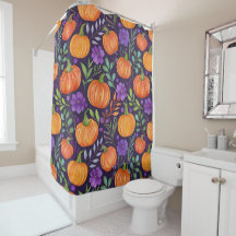 Citrouilles sur motif violet