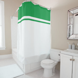 Rideaux De Douche Clair Kelly Green Top Strips Sur Blanc