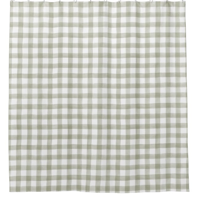Rideaux De Douche Clair Silver Vert Anglais Contrôle Pays Plaid (Devant)