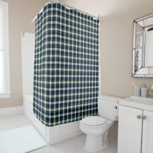 Rideaux De Douche Clan Plaid bleu, blanc et vert Gordon Tartan