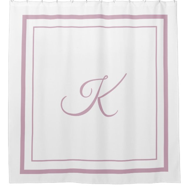 Rideaux De Douche Classic rose bordure Script Monogramme Douche ride (Devant)