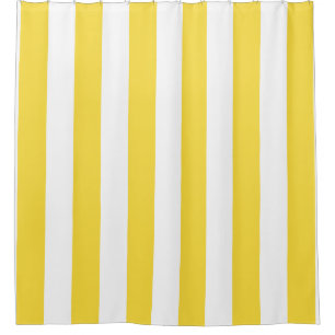 Rideaux De Douche Classic Wide Stripes, citron jaune et blanc