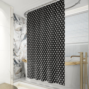 Rideaux De Douche Classique Fleur de Lis Motif Noir Blanc