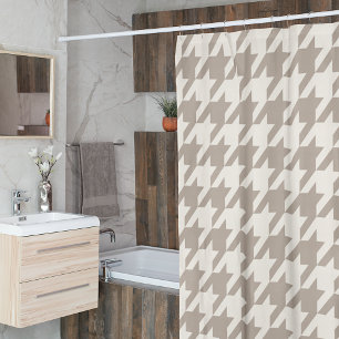 Rideaux De Douche Classique Ivoire Taupe Motif Pied-de-Poule Neutre