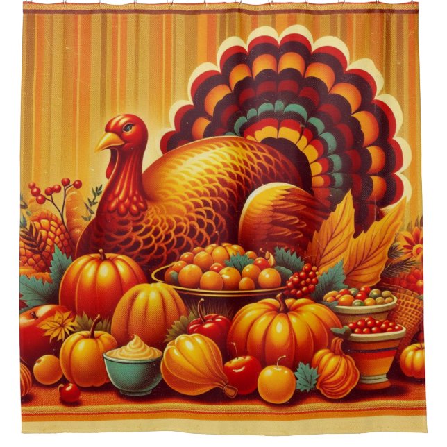 Rideaux De Douche classique/vintage Thanksgiving Turquie (Devant)