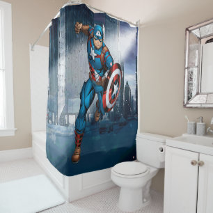 Rideaux De Douche Classiques Avengers Captain America Court en Ava