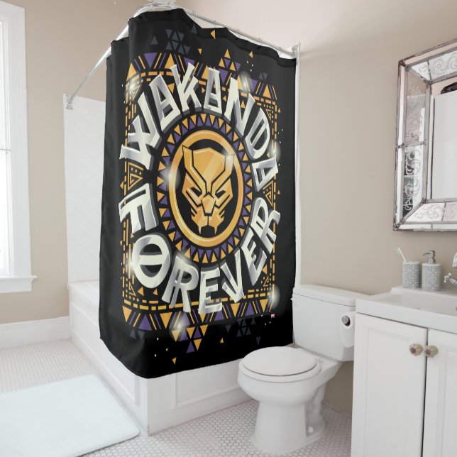 Rideaux De Douche Classiques des Avengers | Graphique Golden Wakanda (En situation)