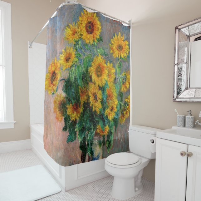 Rideaux De Douche Claude Monet - Bouquet de tournesols (En situation)