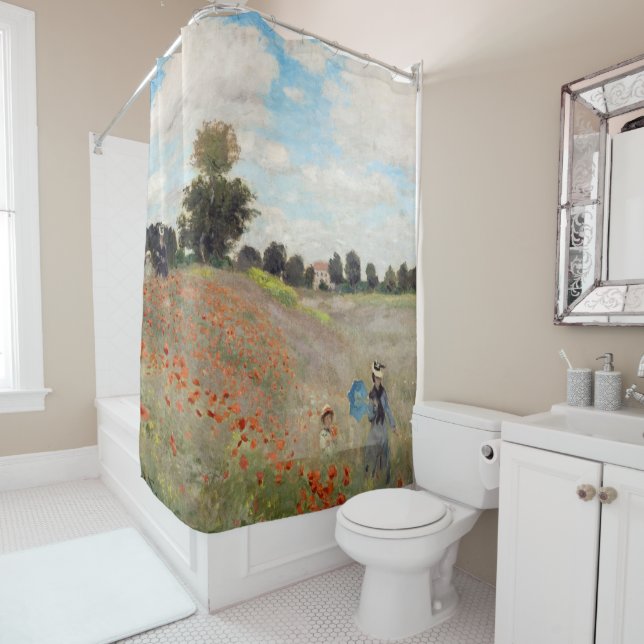 Rideaux De Douche Claude Monet - Champ de pavot (En situation)